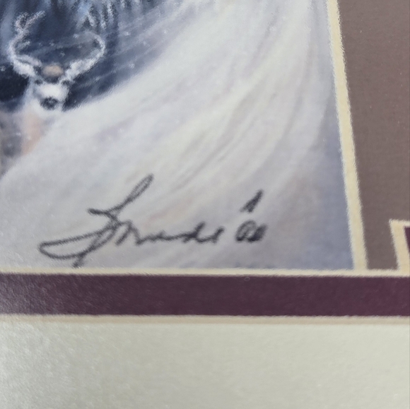 Bourdo Native American Snow Woman Of The Forest Deer  Matte & Framed Blues White - Picture 4 of 10